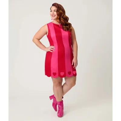 Smak Parlour Plus Size Stripe Scallop Mini Dress In Red