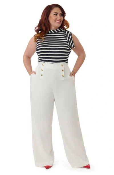 Smak Parlour Plus Size Wide Leg Sailor Pants In Multi