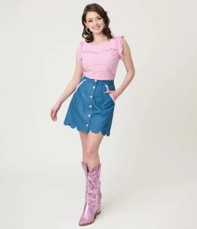 Smak Parlour Scallop Hem Mini Skirt In Pink