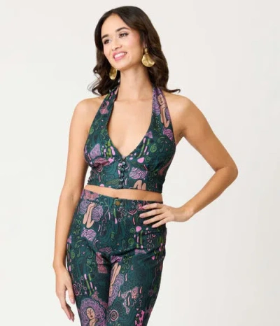 Smak Parlour Sultry Halter Neck Crop Top In Multi
