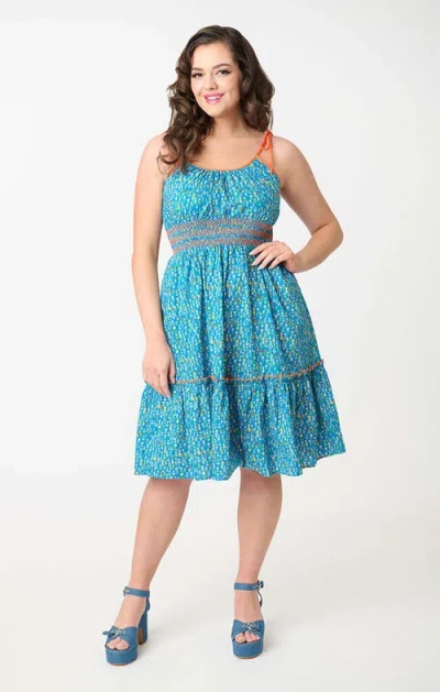 Smak Parlour Plus Size Tiered Flare Dress In Blue