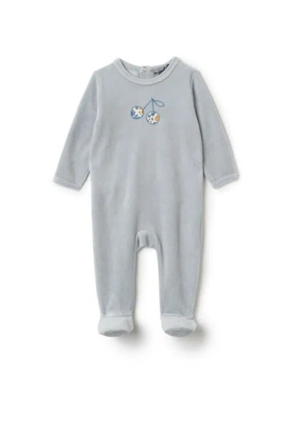 Small Moments Babies'  Boy Cherry Embroidered Wrap Romper In Gray