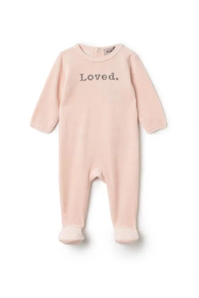 Small Moments Babies'  Girl Loved Embroidered Velour Snap Romper In Pink