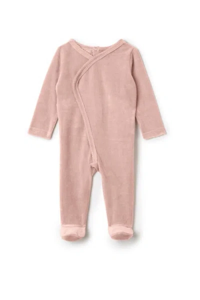 Small Moments Babies'  Girl Wrap Stretchie Velour Snap Closure Romper In Pink
