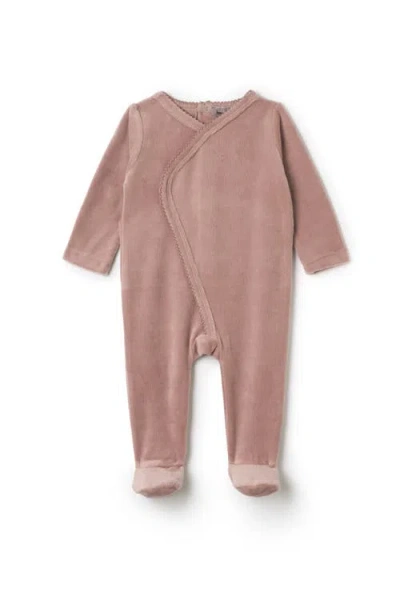 Small Moments Babies'  Girl Wrap Stretchie Velour Snap Closure Romper In Pink