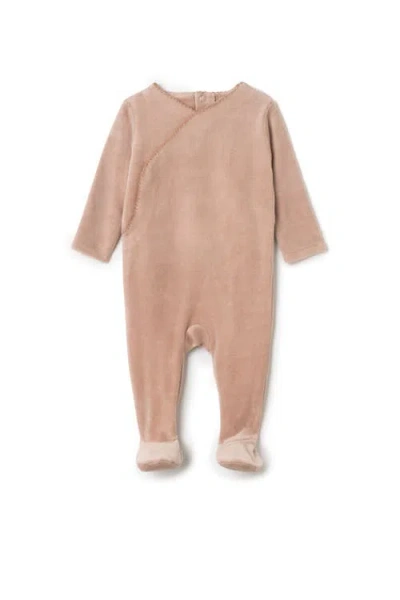 Small Moments Girl Wrap Velour Snap Closure Romper In Neutral