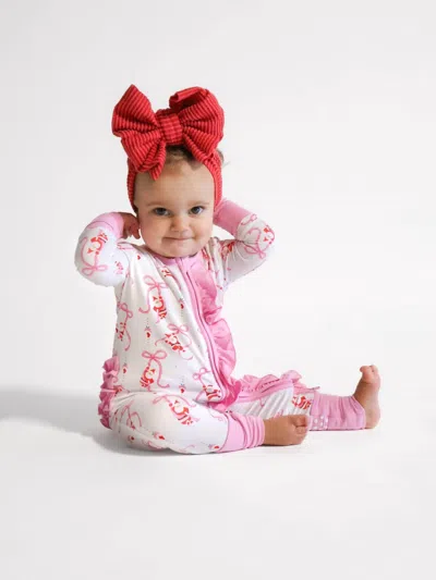 Small Shop Kids' Santa Baby Bamboo Convertible Zip Romper In Multi In White