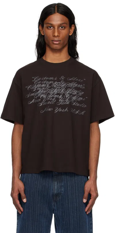 Small Talk Studio Brown 'customs & More' Misprint S/s T-shirt In Earthtone Purple