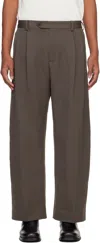 Small Talk Studio Brown Double Pleat Trousers In Dark Brown