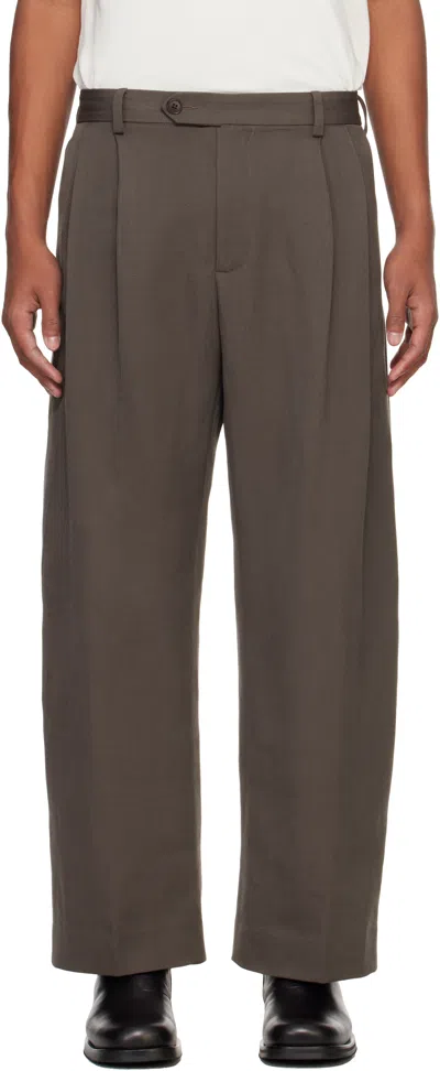 Small Talk Studio Brown Double Pleat Trousers In Dark Brown