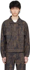 Small Talk Studio Brown Printed Denim Jacket In Brown/black