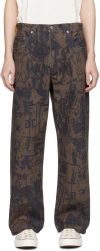 Small Talk Studio Brown Printed Jeans In Brown/black
