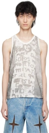 Small Talk Studio Gray & White Printed Tank Top In White/print