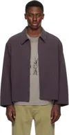 Small Talk Studio Purple Zip Western Washed Silk Jacket In Earthtone Purple