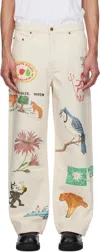 Small Talk Studio Ssense Exclusive Off-white Custom Hand Drawn Jeans In Cream