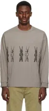 Small Talk Studio Taupe Crinkle T-shirt In Moss