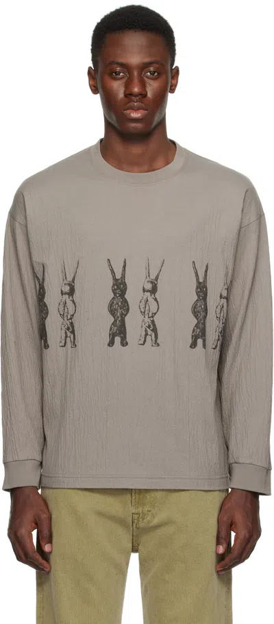 Small Talk Studio Taupe Crinkle T-shirt In Moss