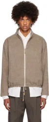 Small Talk Studio Taupe Full Zip Wool Fleece Jacket In Beige