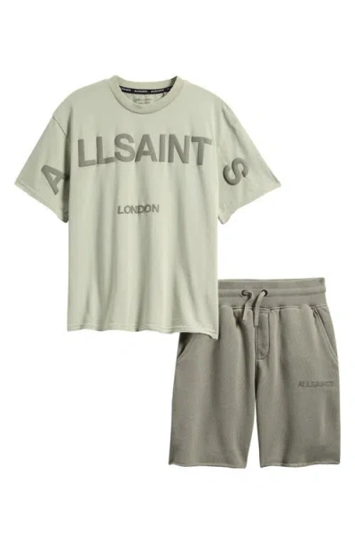 Smallsaints By Allsaints Kids' Biggie Oversized Cotton Graphic T-shirt & Shorts Set In Green