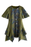 Smallsaints By Allsaints Kids' Butterfly Print Handkerchief Hem Dress In Green