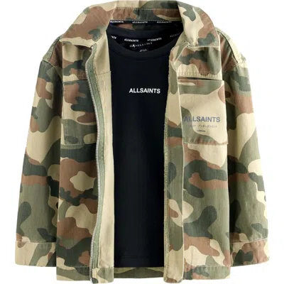 Smallsaints By Allsaints Kids' Camo Shacket & Graphic T-shirt Set In Multi