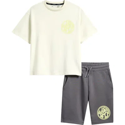 Smallsaints By Allsaints Kids' Distortion Graphic T-shirt & Drawstring Shorts Set In White