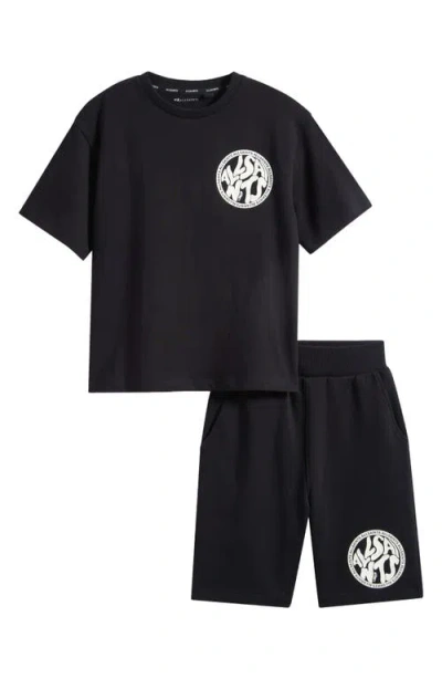 Smallsaints By Allsaints Kids' Distortion Graphic T-shirt & Shorts Set In Gray