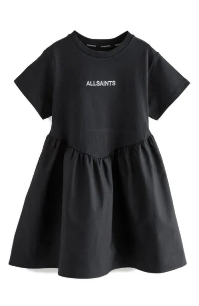 Smallsaints By Allsaints Kids' Embroidered Logo Cotton T-shirt Dress In Black