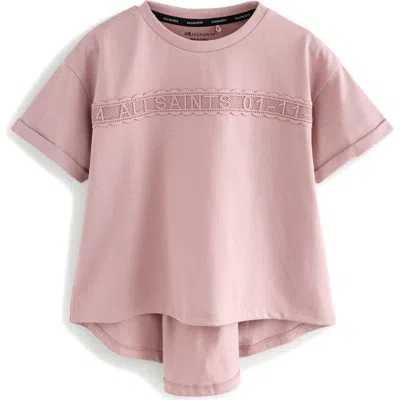 Smallsaints By Allsaints Kids' Lace Accent Cotton Graphic T-shirt In Pink