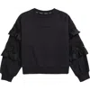 Smallsaints By Allsaints Kids' Lace & Ruffle Sleeve Sweatshirt In Black