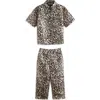 Smallsaints By Allsaints Kids' Leopard Print Button-up Shirt & Wide Leg Pants Set In Leopard