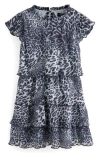 Smallsaints By Allsaints Kids' Leopard Print Plissé Tiered Dress In Black