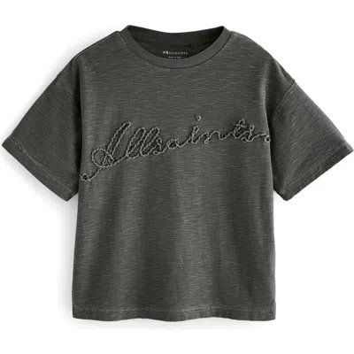 Smallsaints By Allsaints Kids' Logo Embroidered Cotton Graphic T-shirt In Grey