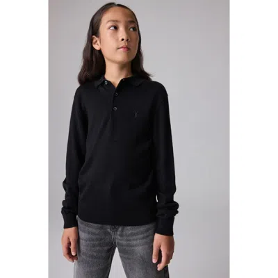 Smallsaints By Allsaints Kids' Long Sleeve Wool Blend Polo In Black