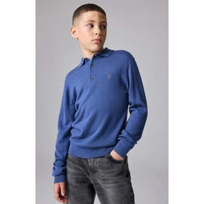 Smallsaints By Allsaints Kids' Long Sleeve Wool Blend Polo Sweater In Navy