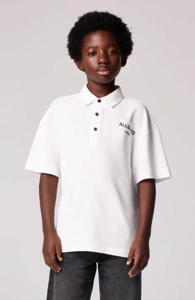Smallsaints By Allsaints Kids' Oversize Logo Embroidered Waffle Polo