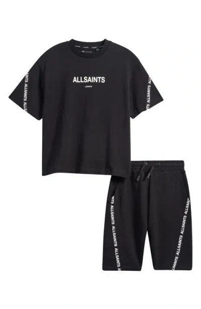 Smallsaints By Allsaints Kids' Oversize Logo Tape Cotton T-shirt & Shorts Set In Black