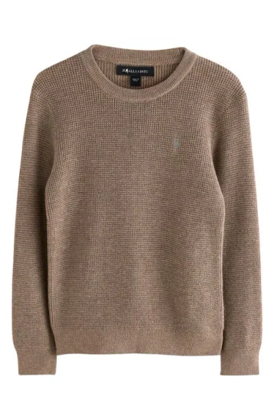 Smallsaints By Allsaints Kids' Ramskull Embroidered Waffle Stitch Crewneck Sweater In Neutral