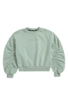 Smallsaints By Allsaints Kids' Ruched Sleeve Sweatshirt In Green