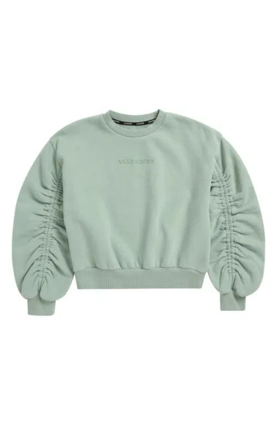 Smallsaints By Allsaints Kids' Ruched Sleeve Sweatshirt In Green