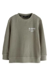 Smallsaints By Allsaints Kids' Underground Embroidered Waffle Crewneck Sweatshirt In Gray