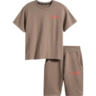 Smallsaints By Allsaints Kids' Underground Logo Graphic T-shirt & Shorts Set In Brown
