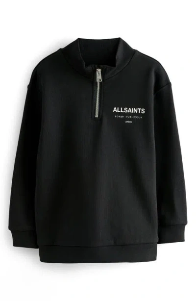 Smallsaints By Allsaints Kids' Underground Oversize Half Zip Sweatshirt In Black