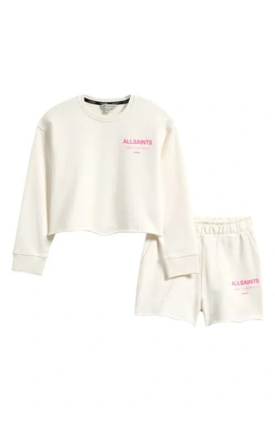 Smallsaints By Allsaints Kids' Underground Sweatshirt & Shorts Set In White