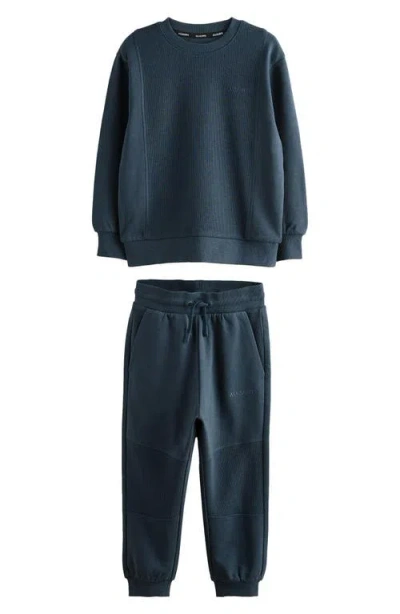 Smallsaints By Allsaints Kids' Waffle Knit Sweatshirt & Joggers Set In Navy