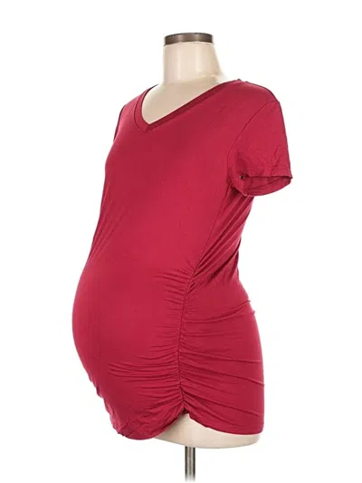 Pre-owned Smallshow Short Sleeve Top Burgundy V Neck Tops