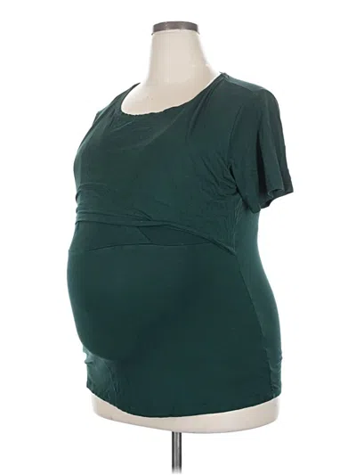 Pre-owned Smallshow Short Sleeve Top Green Scoop Neck Tops