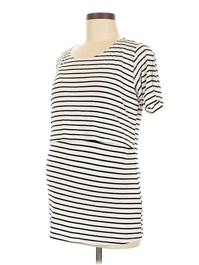 Pre-owned Smallshow Short Sleeve Top Ivory Boatneck Tops In White