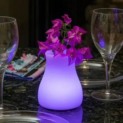 Smart & Green Olio 7" Battery Powered Integrated Led Color Changing Outdoor Table Lamp In White