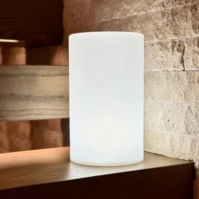 Smart & Green Tower Battery Powered Integrated Led Color Changing Outdoor Table Lamp In White